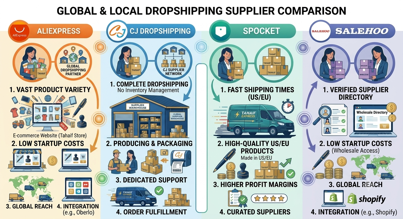 best dropshipping suppliers - aliexpress cj dropshipping spocket salehoo