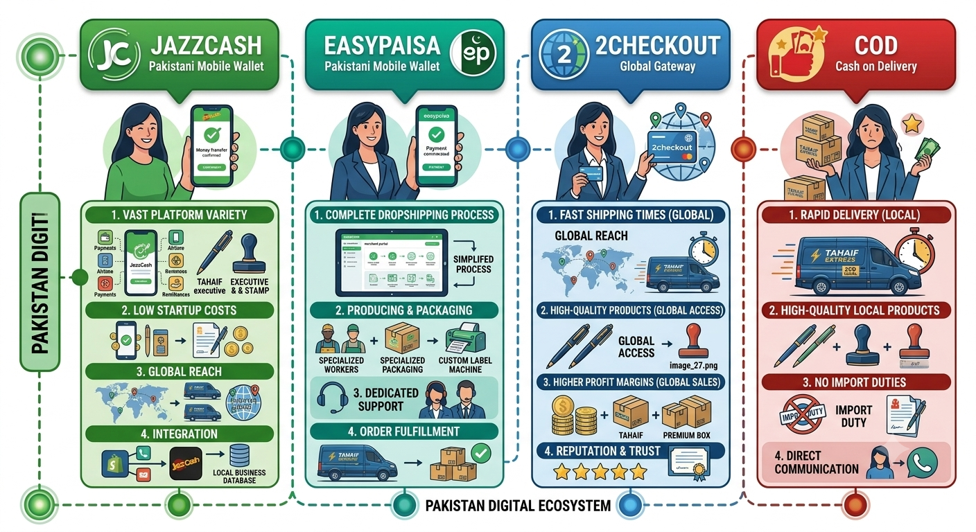 dropshipping payment gateways pakistan - jazzcash easypaisa 2checkout cod